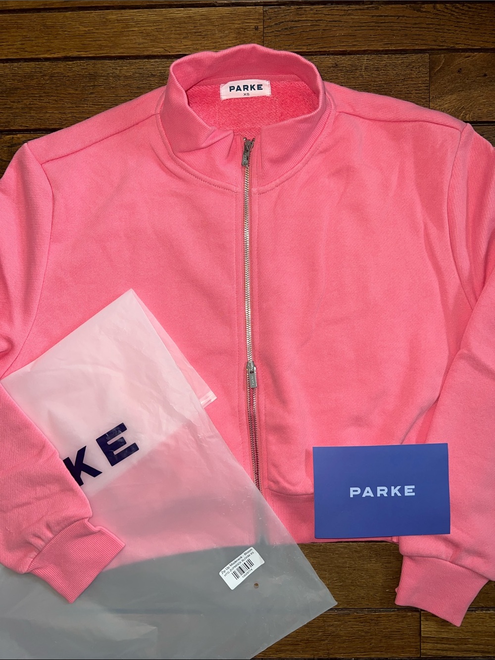 Parke Bloom Pink Zip-Up Mockneck Heritage Size XS New In Bag NWT
